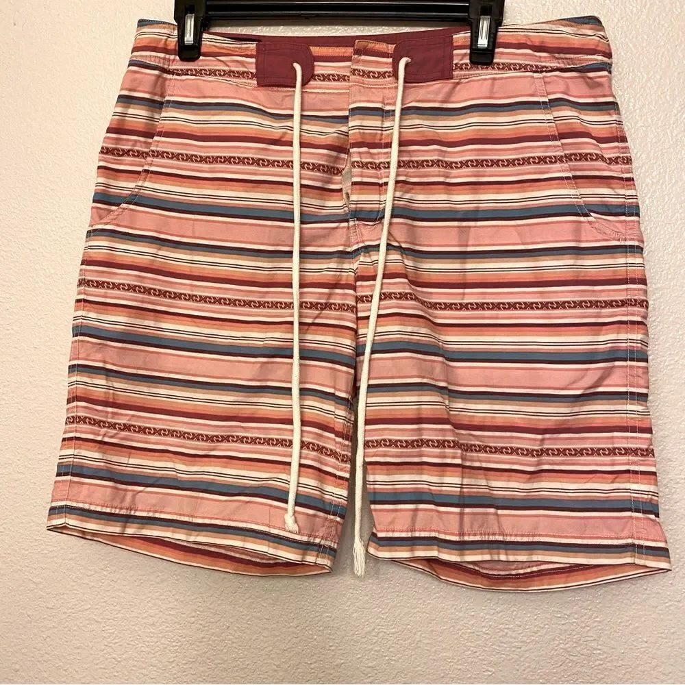 Pendleton Southwestern Pink Stripe Drawstring Board Shorts Swim Trunks 34